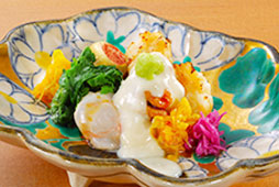 名残り鱧と牡丹海老の白和え