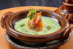 茶豆の擦り流しと焼はまぐり